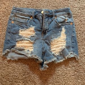 lace jean shorts